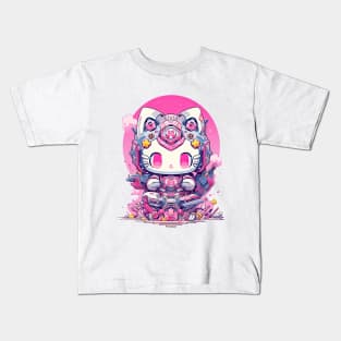 SAMURAI KITTY - SUPER FLOWER TANK | Mecha Neko Army | PROUD OTAKU Kids T-Shirt